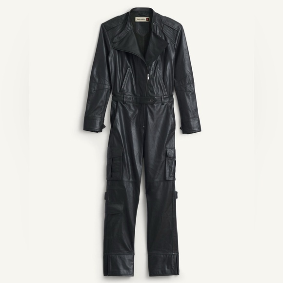 NWT Zara Genuine Leather Biker Jumpsuit - Picture 5 of 15
